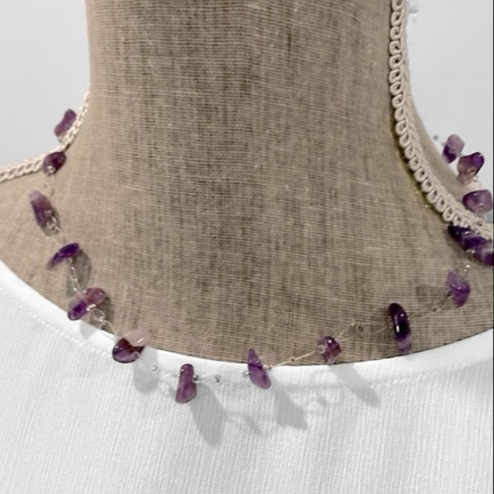 Purple iridescent beaded Choker Necklace
